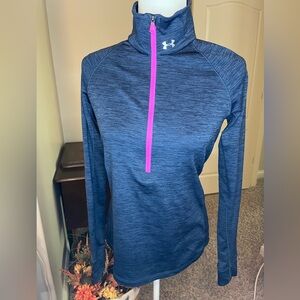 Under Armour Blue Fitted Long Sleeve Cold Gear Shirt sz Med